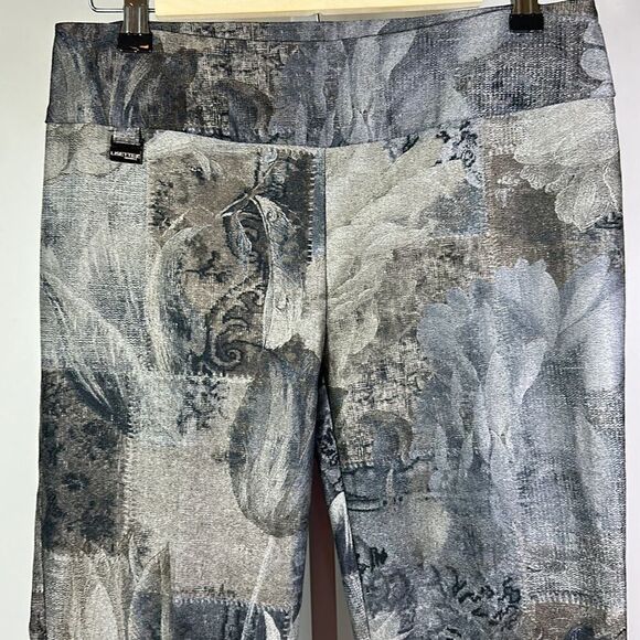 LISETTE L Women’s Pull On Allover Print Skinny Cropped Pants Green/Gray Size 6 - Picture 3 of 10